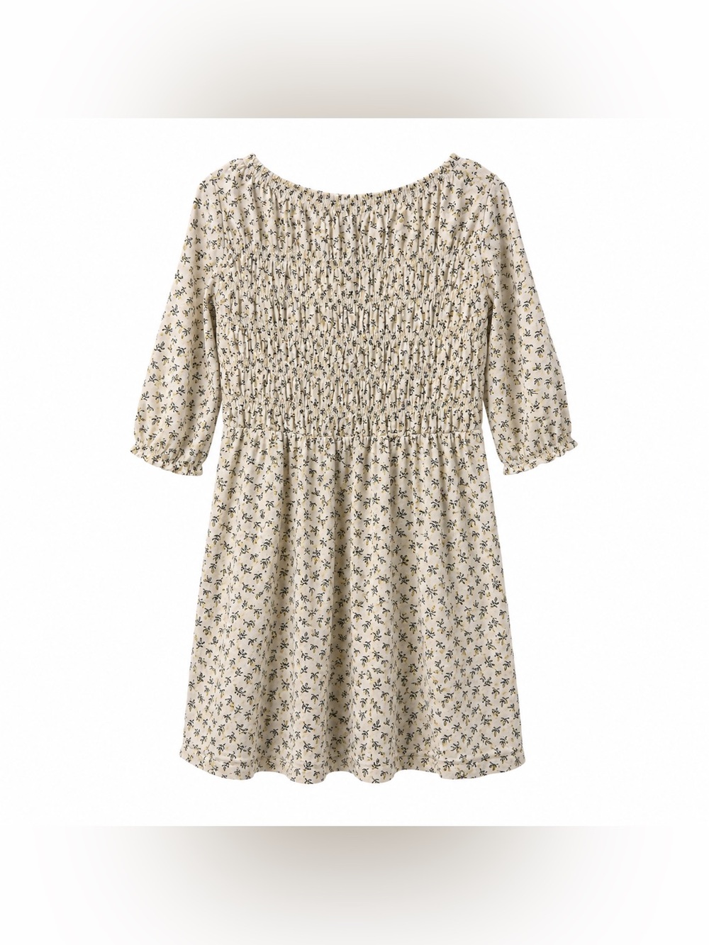 Old Navy Cream Floral Smocked Dress girls Medium 8 Cottagecore Puff Sleeve